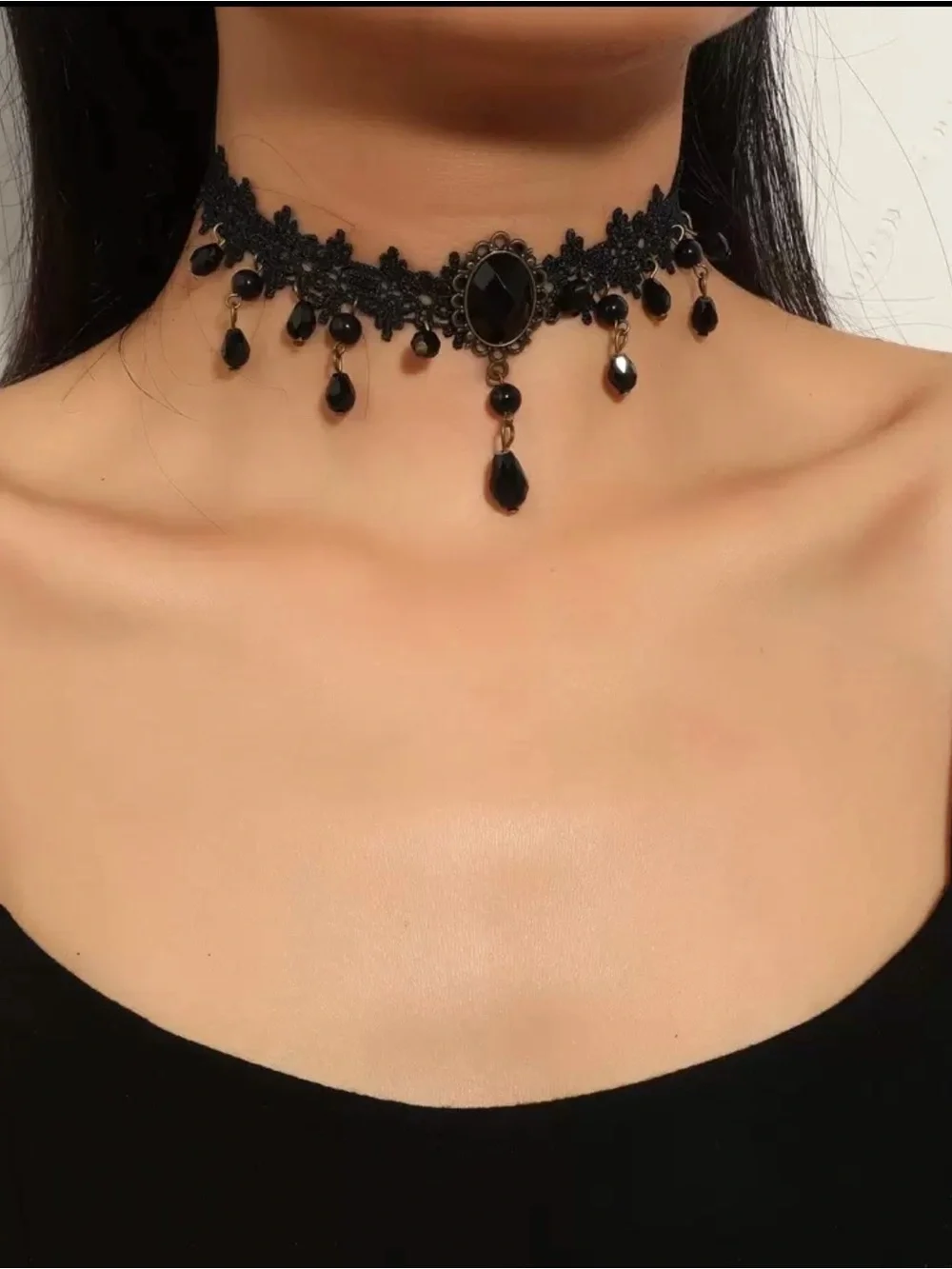 Black Lace Gothic Choker Necklace - Women Jewelry